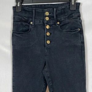 Good American Good Waist Corset Button Fly High Rise Skinny Jeans Black Size 10/
